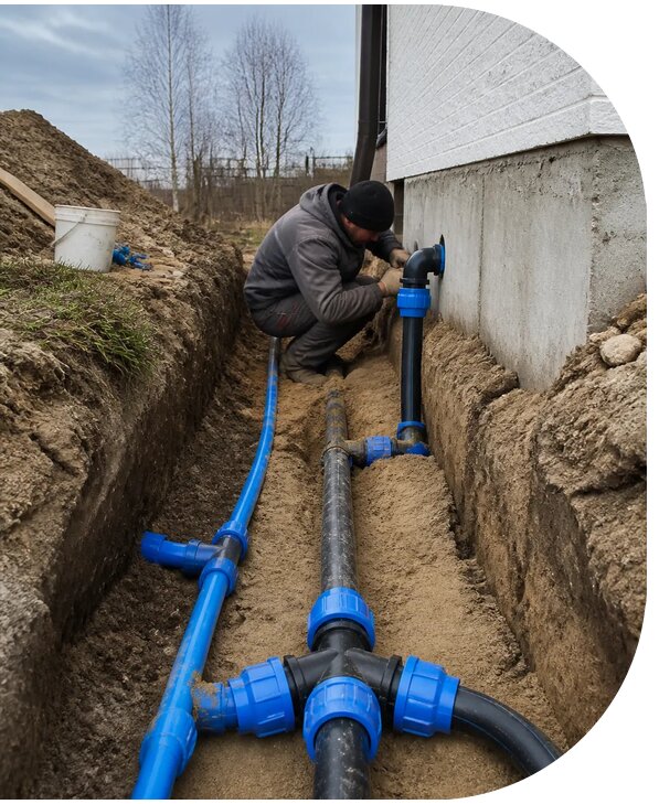Монтаж наружного водопровода на участке под ключ в Выборге